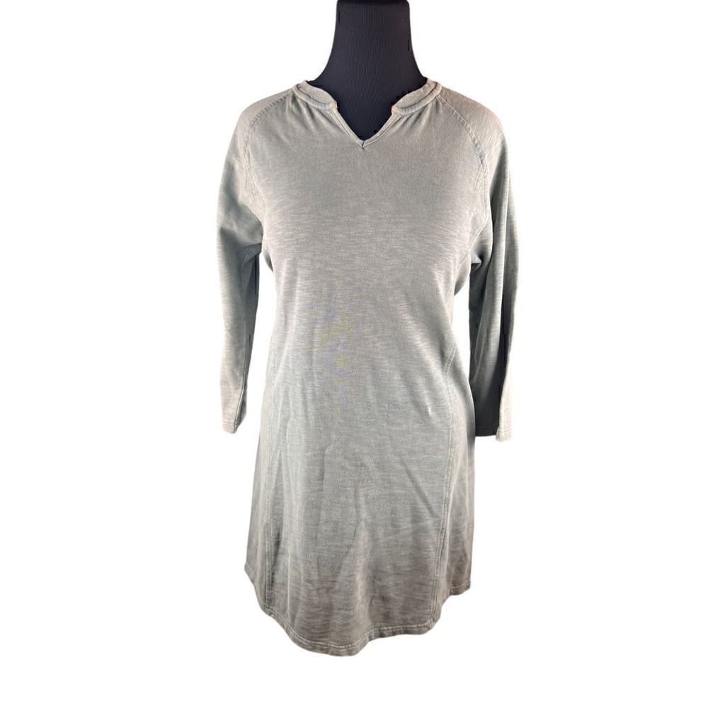 Orvis womans long sleeve cotton garmet dyed knee length dress Lagenlook medium